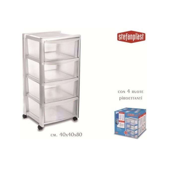 foto del prodotto stefanplast cassettiera libera 4 cassetti bianco
