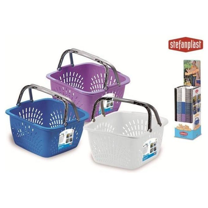 foto del prodotto stefanplast cesta forata quadrata 40cm con manici vento