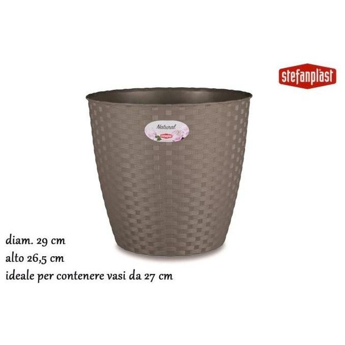 foto del prodotto stefanplast coprivaso rattan 29cm tortora