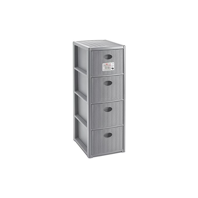 foto del prodotto stefanplast elegance cassettiera slim rattan 4 cassetti grigio 29x37x80cm