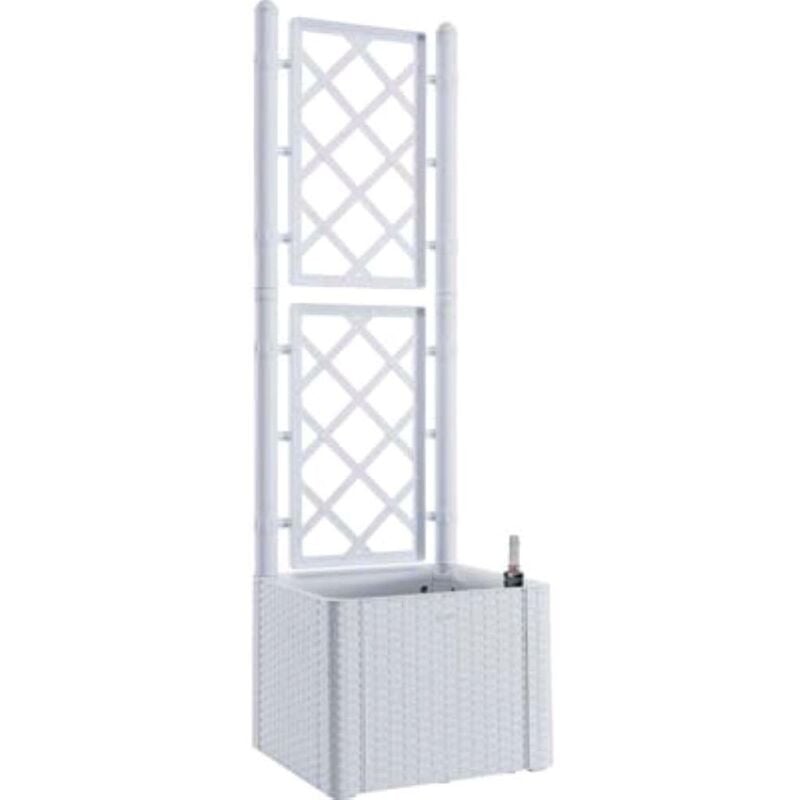 foto del prodotto stefanplast fioriera grigliato natural deluxe pp rattan bianco cm 43x43 h.cm 142 1 pz