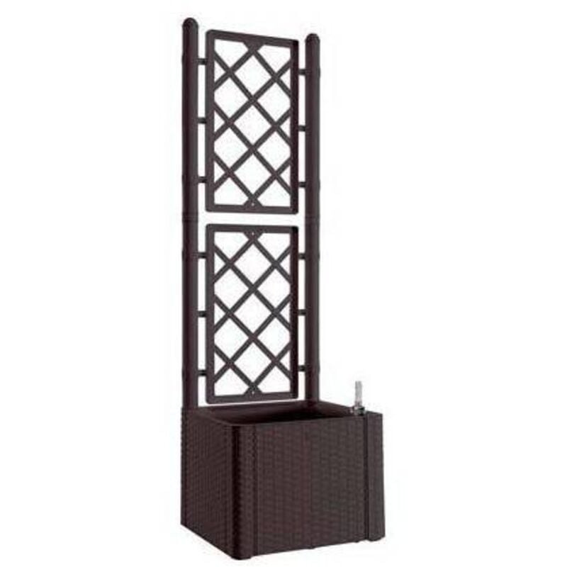 foto del prodotto stefanplast fioriera natural deluxe moka quadra con spalliera cm.43x43x142h. lt. 35