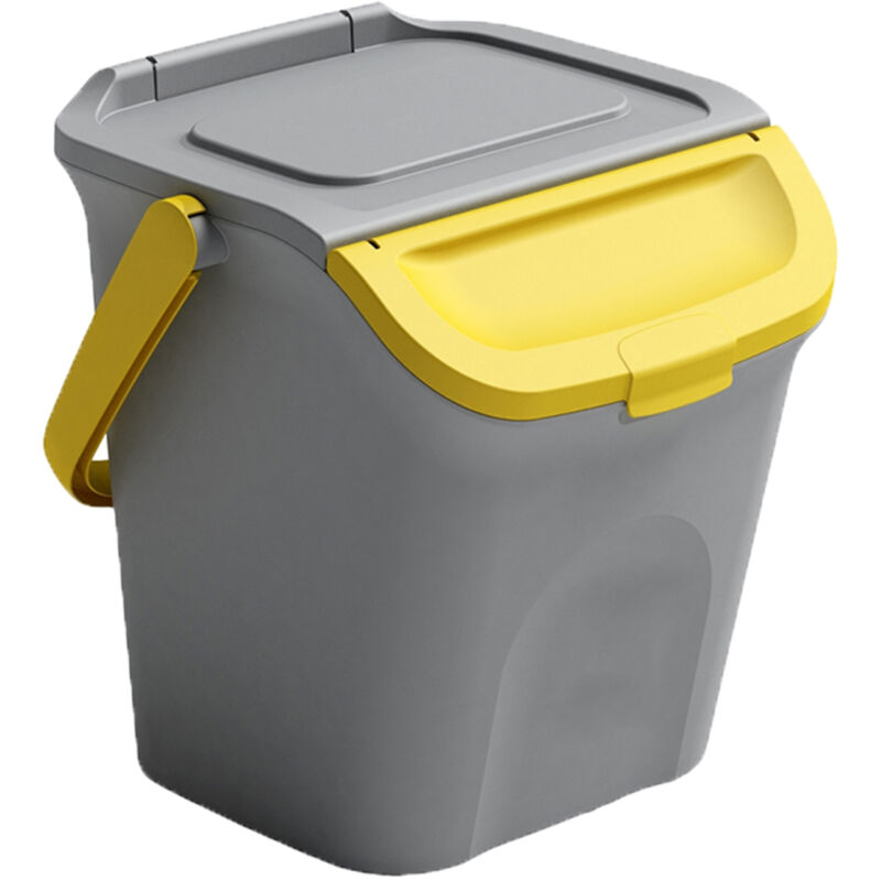 foto del prodotto stefanplast pattumiera 28l secchio con manico e coperchio giallo sovrapponibile chiusura antirandaggismo cestino raccolta differenziata carta