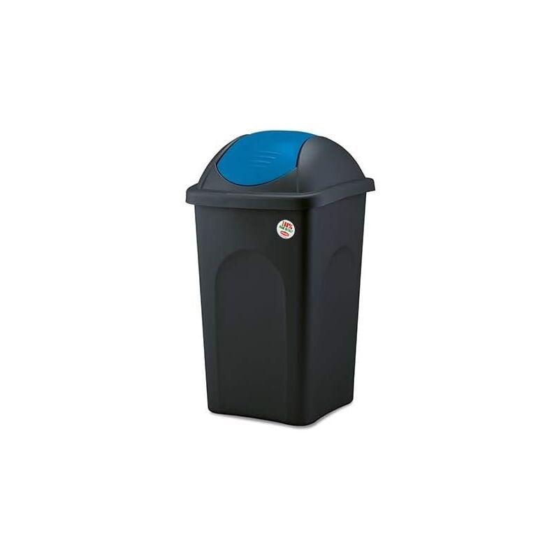 foto del prodotto stefanplast pattumiera con coperchio basculante 60 lt nero blu bidone contenitore raccolta indifferenziata casa locali giardino bar hotel