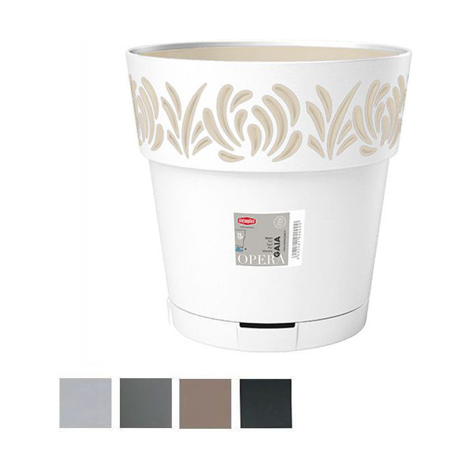foto del prodotto stefanplast vaso gaia tondo riserva acqua grafite 25x25cm