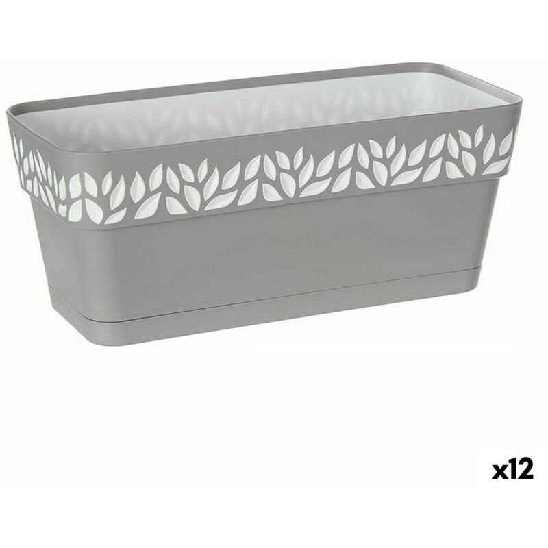 foto del prodotto stefanplast vaso rettangolare da balcone cloe bianco grigio plastica 13,3 x 12,3 x 29,3 cm 12 unit 