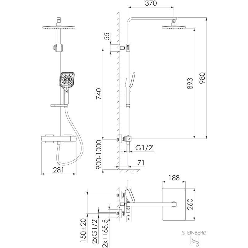 foto del prodotto steinberg s rie 342 set de douche, set complet avec thermostat,