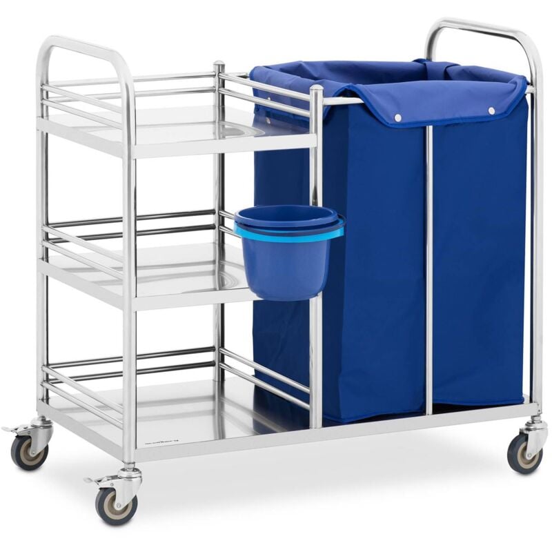 foto del prodotto steinberg systems carrello portabiancheria con ruote acciaio inox 3 ripiani sacco 50 kg