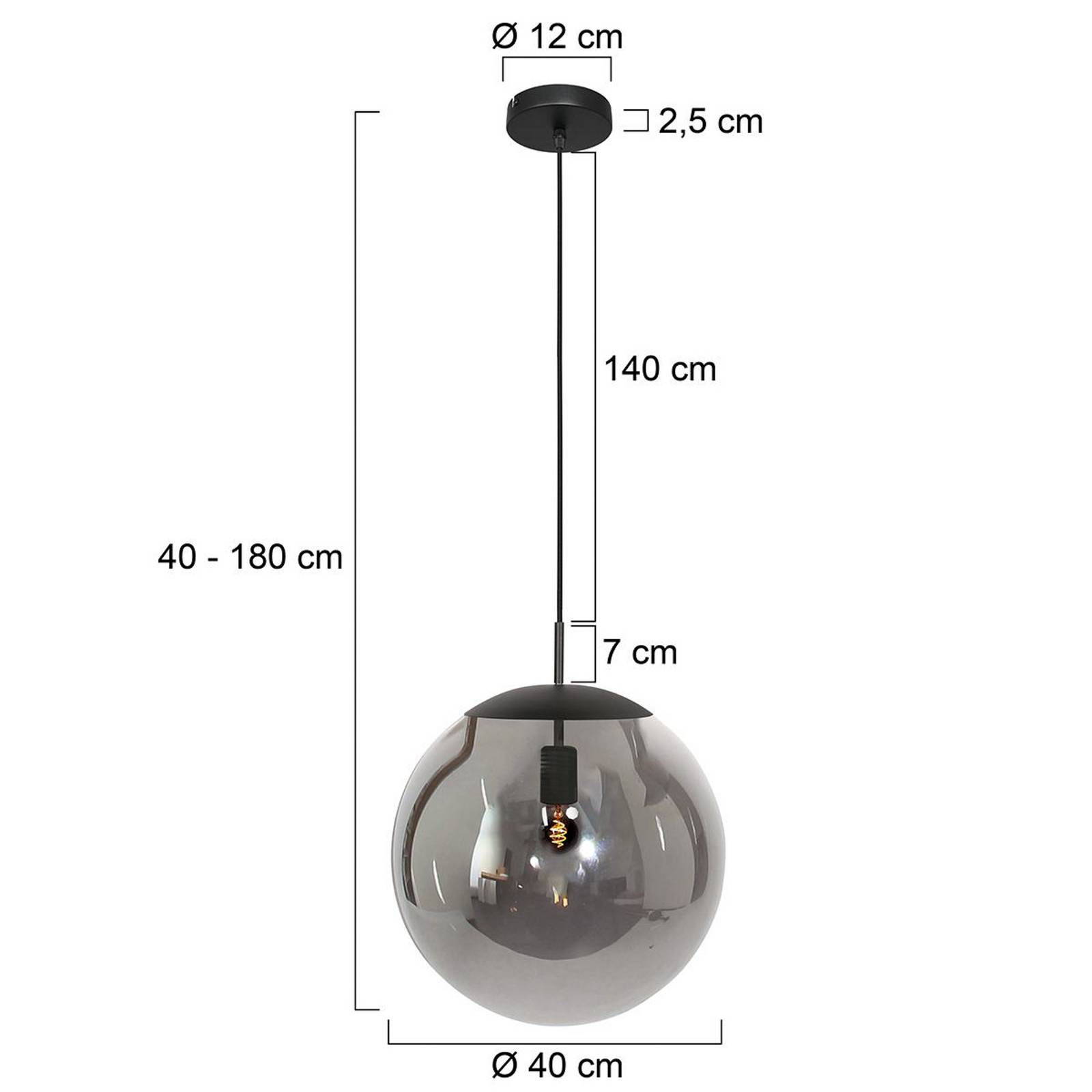 foto del prodotto steinhauer lampada a sospensione bollique, nera, 40 cm, vetro, a 1 luce, sfera