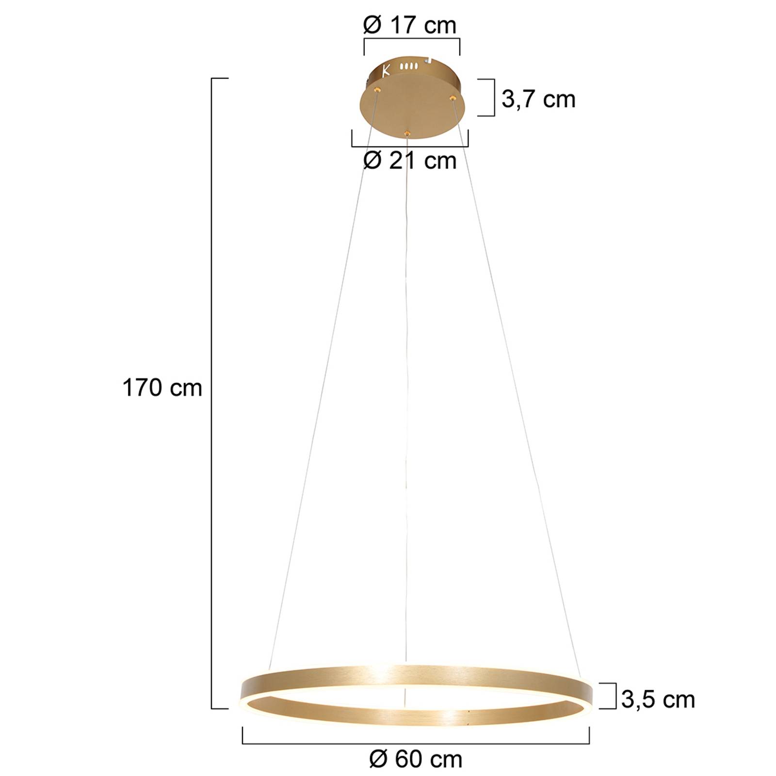 foto del prodotto steinhauer ringlux lampada led sospensione 60cm 2 luci oro