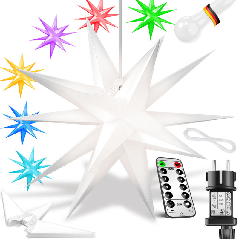 foto del prodotto stella illuminata 3d stella di natale a led con timer per interni ed esterni stella dell avvento illuminata a sospensione luce bianca calda