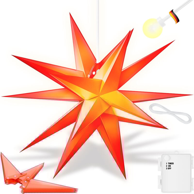 foto del prodotto stella illuminata 3d stella di natale a led con timer per interni ed esterni stella dell avvento illuminata a sospensione luce bianca calda rosso 