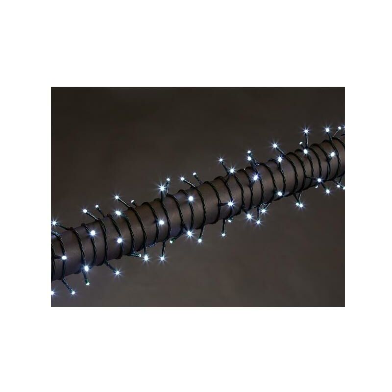 foto del prodotto stella led 20 m 300 lampade bianche filo verde 24 v