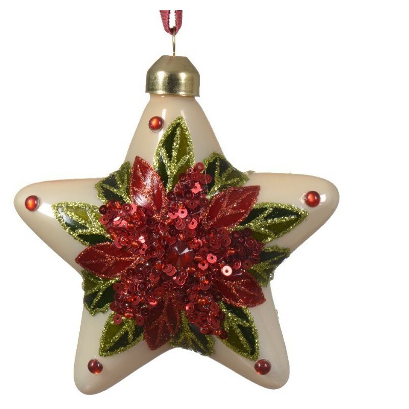 foto del prodotto stelle di natale da appendere con decorazioni set da 2