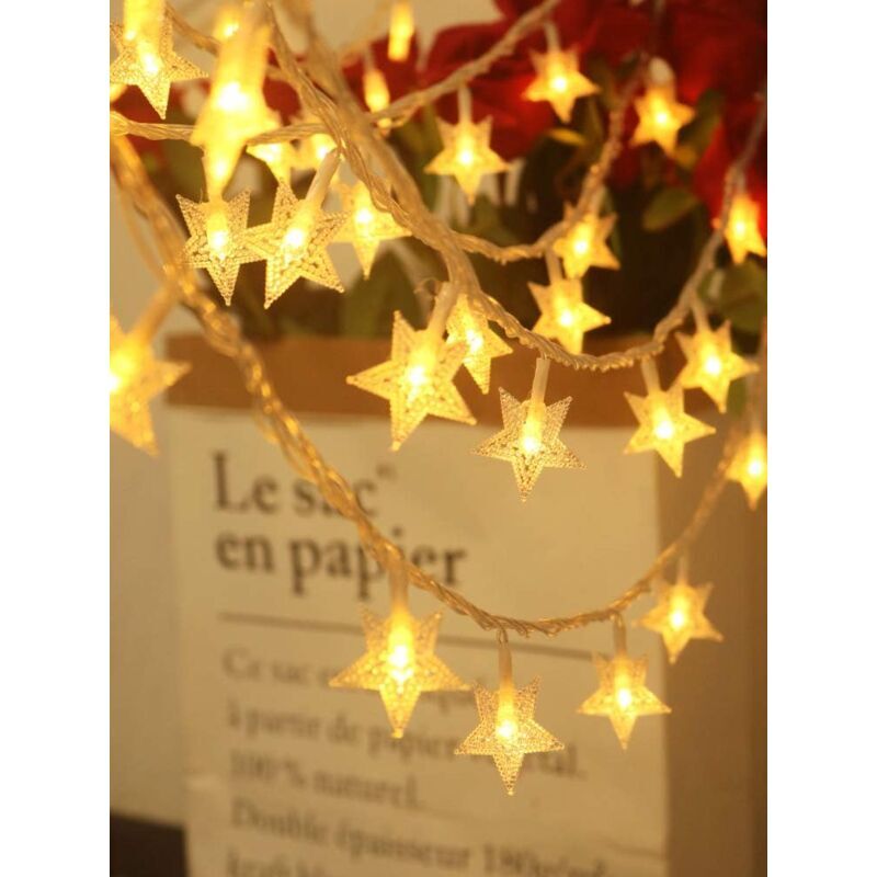 foto del prodotto stelle, lucine a forma di cielo stellato, 40 led, lucine lunghe 6 m, decorazioni per patio, feste, natale, decorazioni per l albero di natale