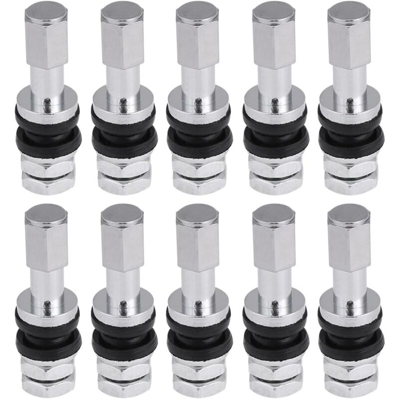 foto del prodotto stelo valvola pneumatico, 10 pezzi tr43e in metallo per auto, camion e moto, senza camera d aria, con tappo antipolvere sollbry