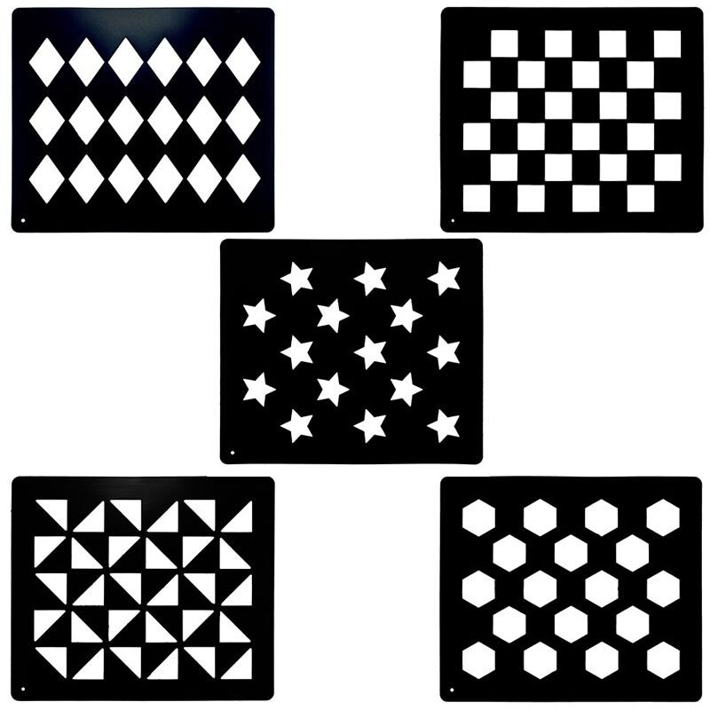 foto del prodotto stencil per tosatura in varie fantasie, set da 5 pz