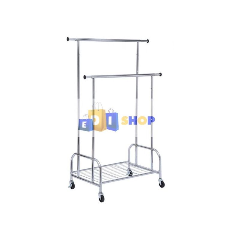 foto del prodotto stender cromo doppio ed estensibile con rete portaoggetti