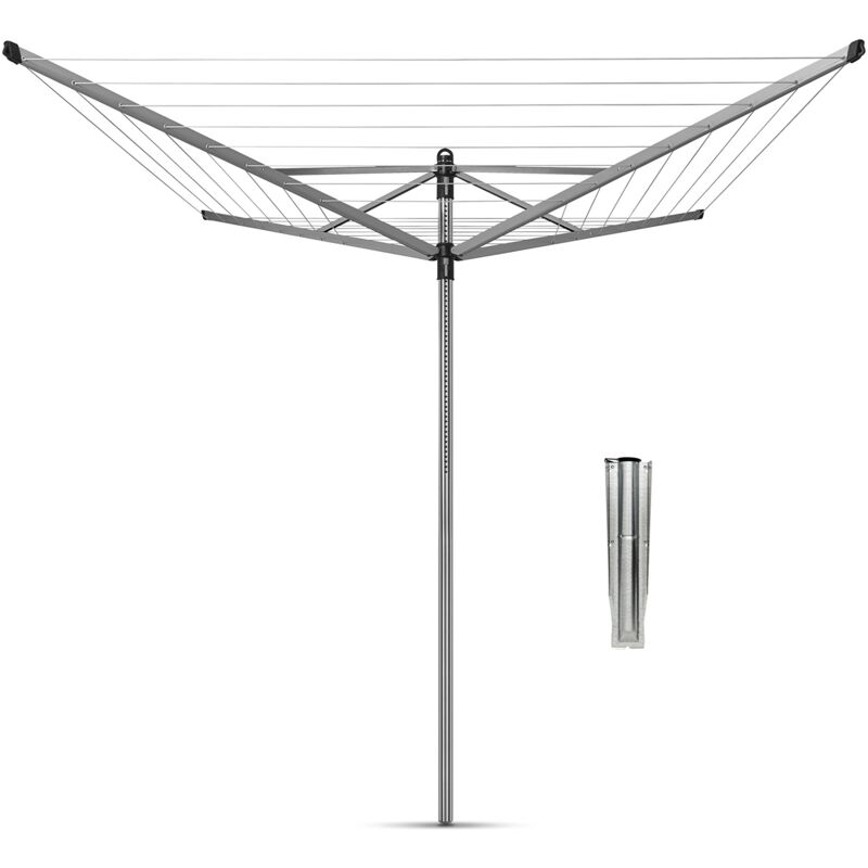 foto del prodotto stendibiancheria a ombrello lift o matic 40m di spazio per stendere regolabile lavoro all altezza 129 187 cm con picchetto 45mm metallic