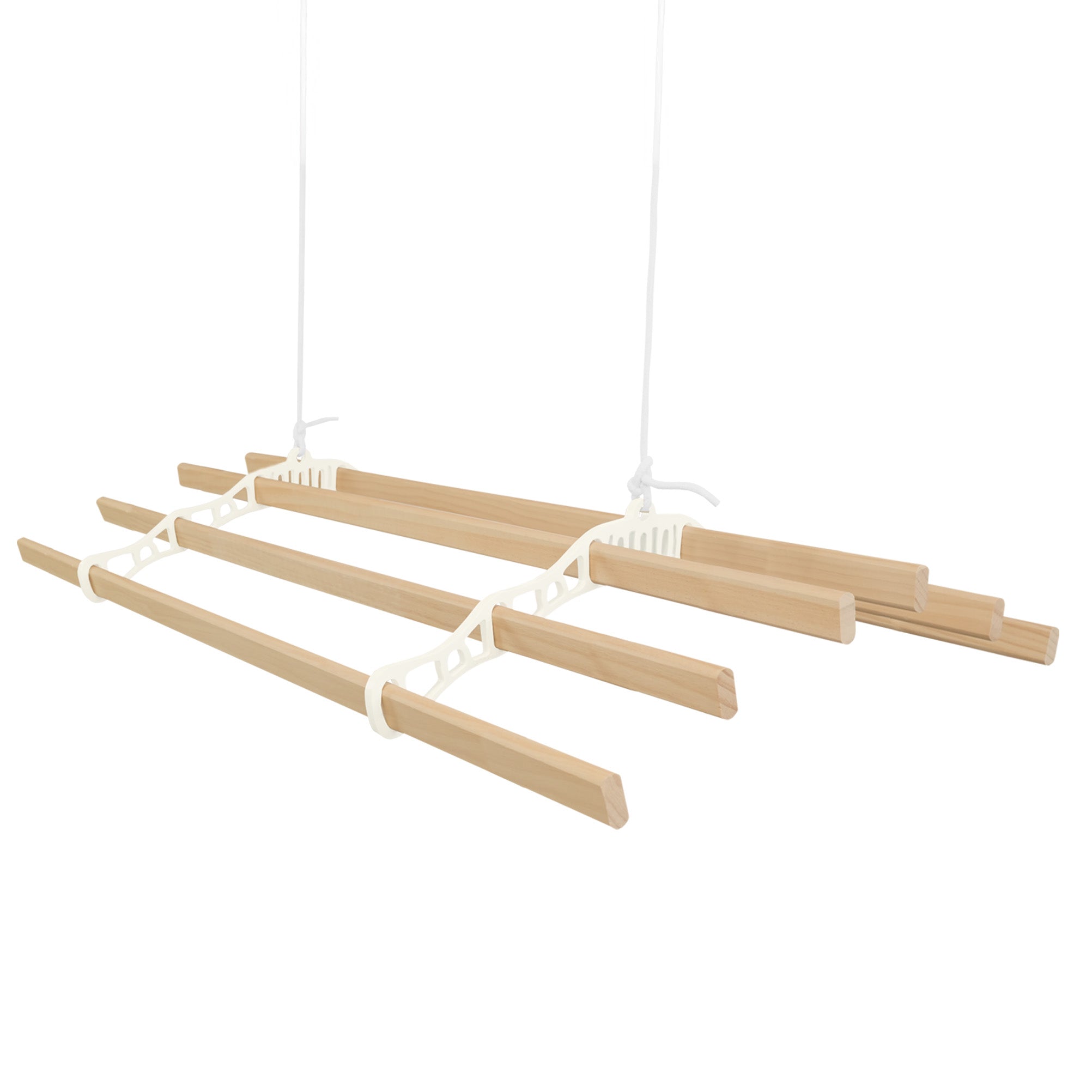 foto del prodotto stendibiancheria a soffitto con puleggia 6 listelli 2m avorio tradizionale montato asciugabiancheria vittoriano estensibile in ghisa e pino