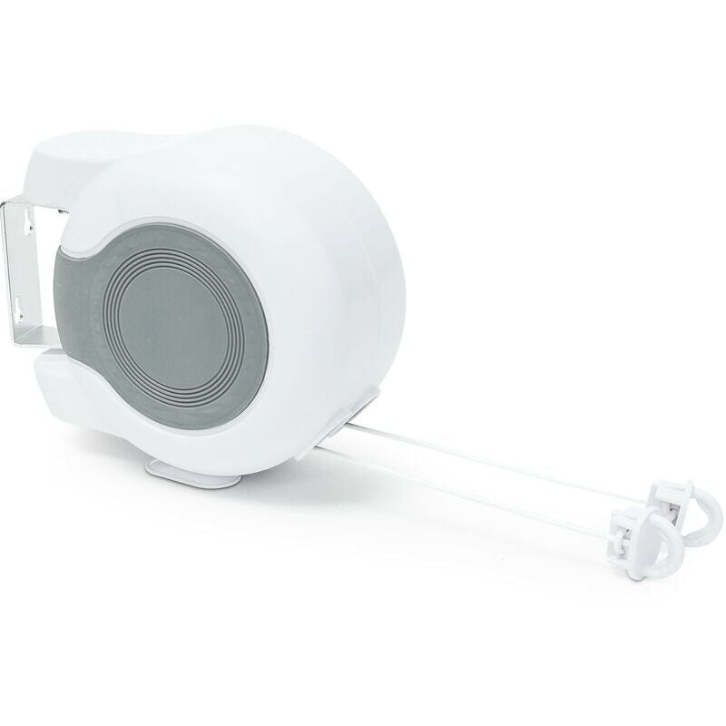 foto del prodotto stendibiancheria bianco 13m, retrattile automatico, 2 fili, guscio in plastica, accessori in metallo