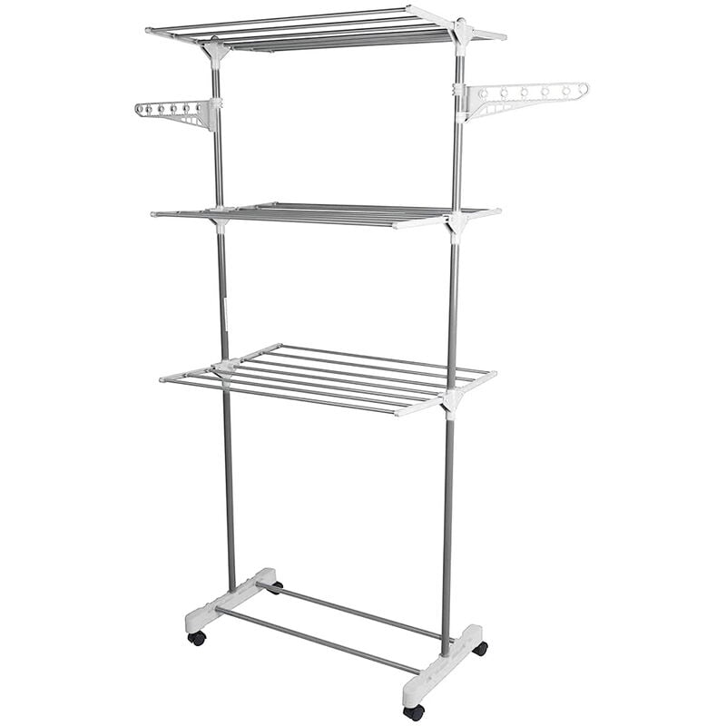 foto del prodotto stendibiancheria con ruote, multifunzionale 3 piani, stendibiancheria pieghevole a torre, stendibiancheria pieghevole, stendibiancheria, porta
