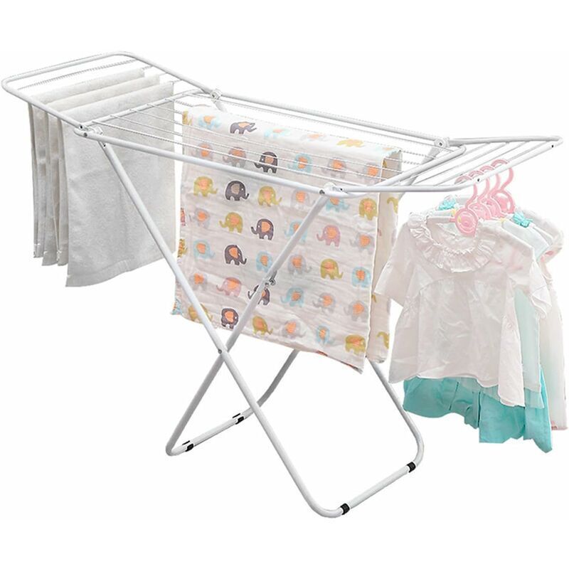 foto del prodotto stendibiancheria da terra, stendibiancheria con supporto stabile, stendibiancheria pieghevole e antiscivolo per bagno o balcone rapanda