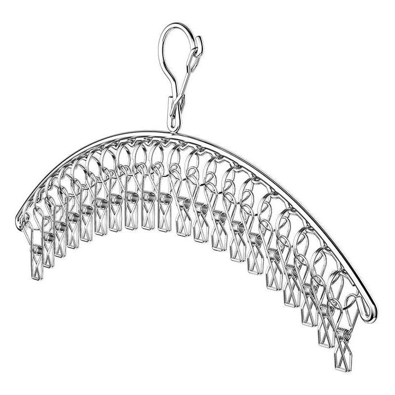 foto del prodotto stendibiancheria in acciaio inox con 40 clip, piccolo e antivento, per calzini, biancheria intima, asciugamani e scarpe.