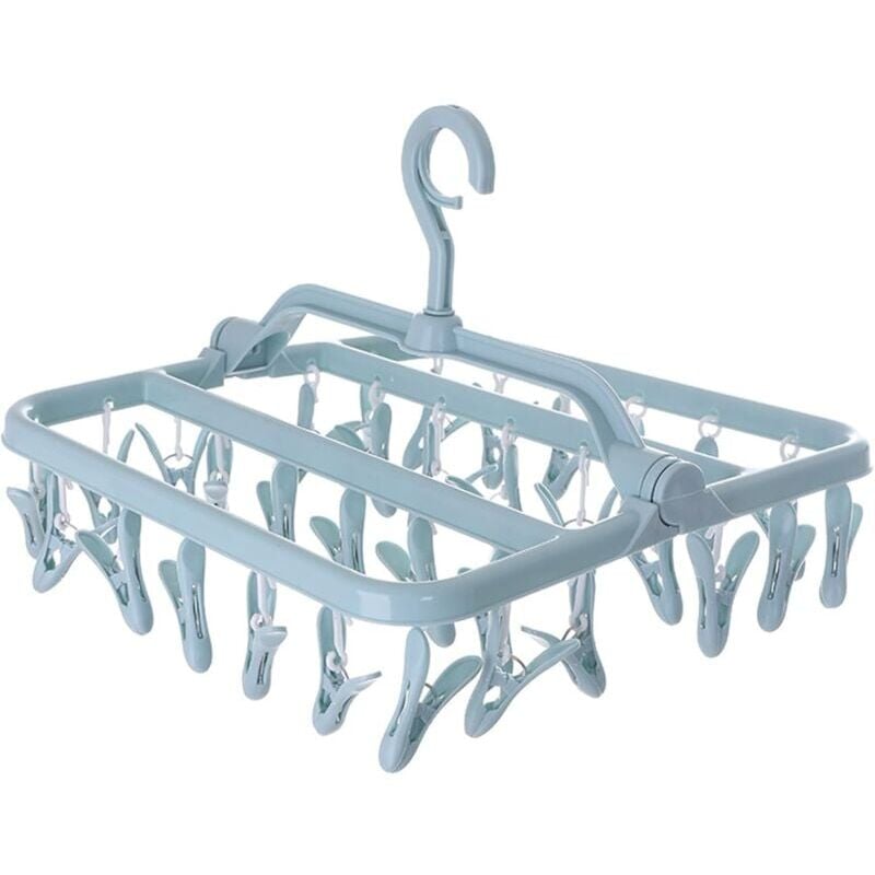 foto del prodotto stendibiancheria per calzini, stendibiancheria con 32 clip, stendibiancheria pieghevole per appendere i vestiti, stendibiancheria per interni ed