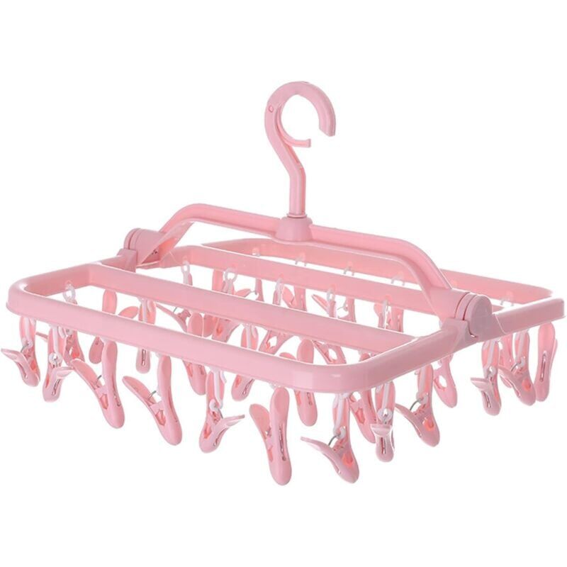 foto del prodotto stendibiancheria per calzini, stendibiancheria con 33 clip, stendibiancheria pieghevole per appendere i vestiti, stendibiancheria per interni ed