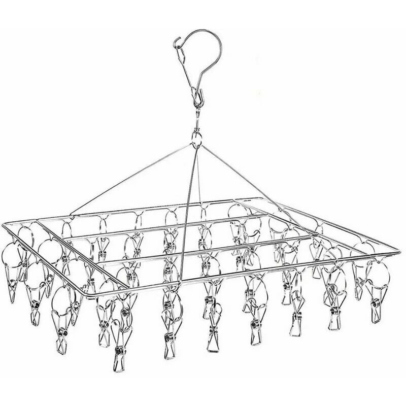 foto del prodotto stendibiancheria per calzini, stendibiancheria per appendere i vestiti con 36 clip antivento in acciaio inossidabile per calzini, biancheria intima,