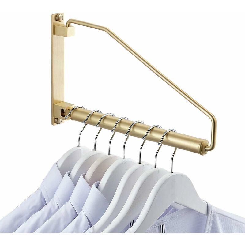 foto del prodotto stendibiancheria pieghevole da parete, newrain stendibiancheria pieghevole con gancio per balcone, bagno, camera da letto, lavanderia oro 