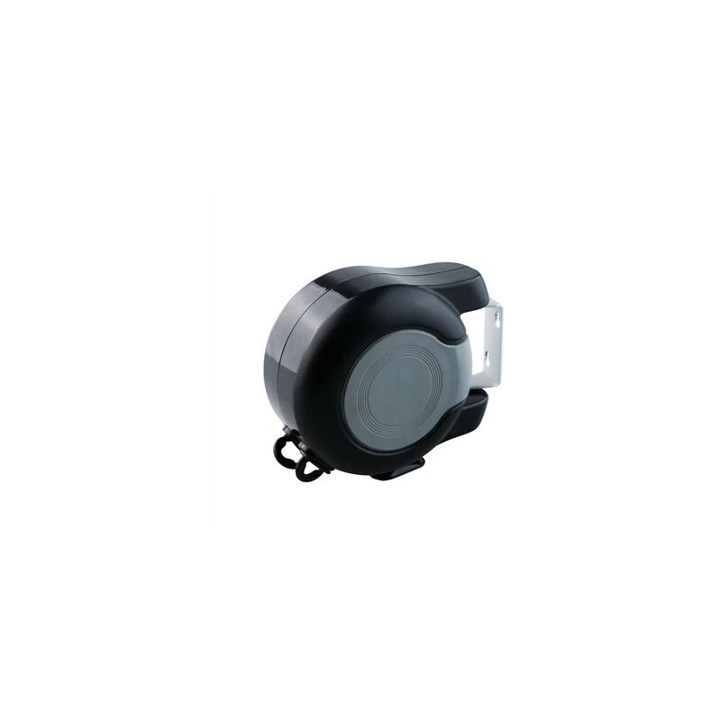 foto del prodotto stendibiancheria regolabile a 2 corde supporta fino a 15kg, allungabile fino a 15m di lunghezza colore nero e grigio