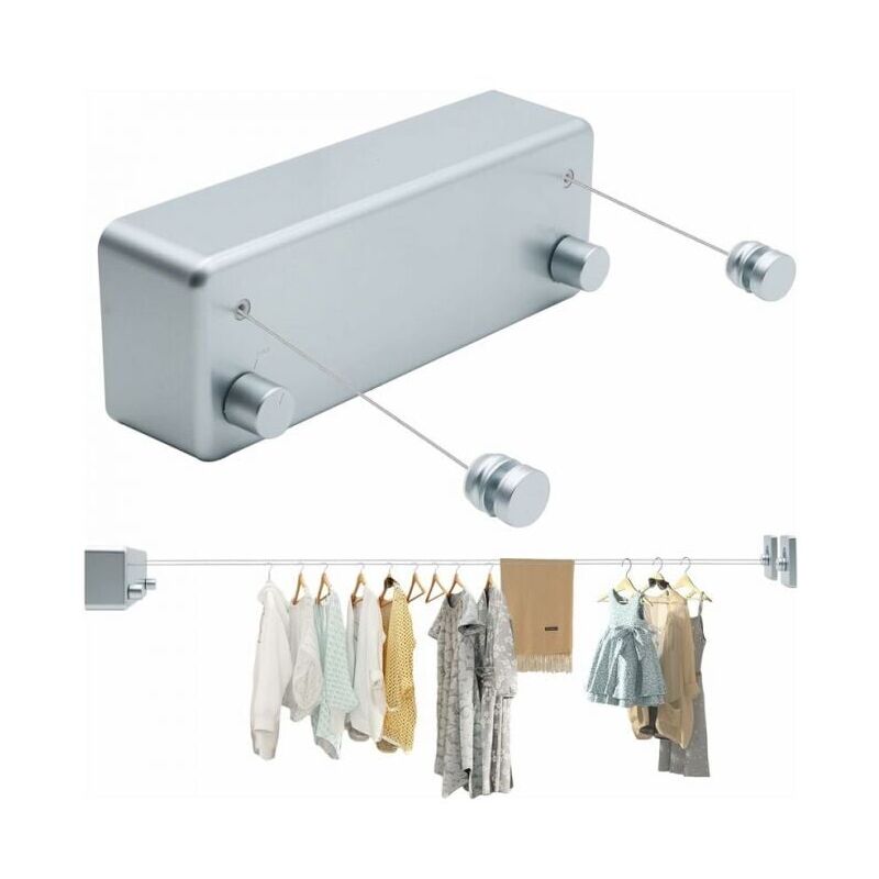 foto del prodotto stendibiancheria retrattile portatile da parete da 4,2 m per bagno, uso interno ed esterno.