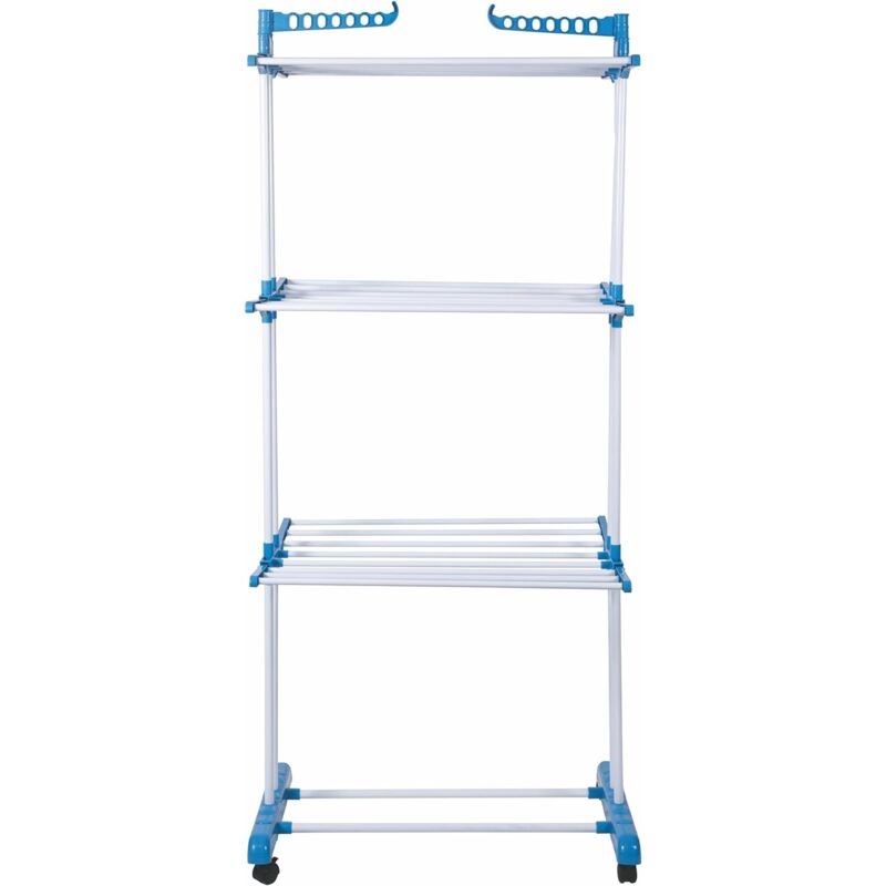 foto del prodotto stendino a torre in metallo e plastica in colore blu 75 x 64 x h171 cm