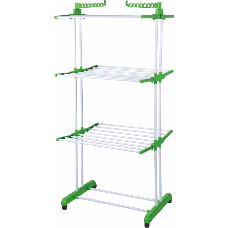 foto del prodotto stendino a torre in metallo e plastica in colore verde 75 x 64 x h171 cm