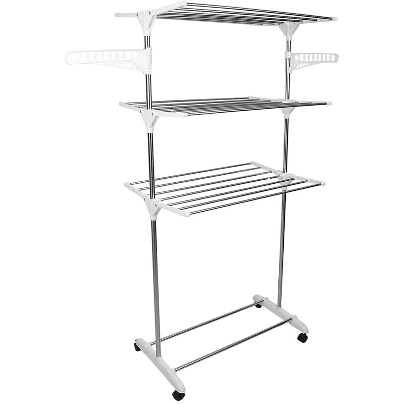 foto del prodotto stendino pieghevole 3 strati plastica ecologica tubo in acciaio inox bianco