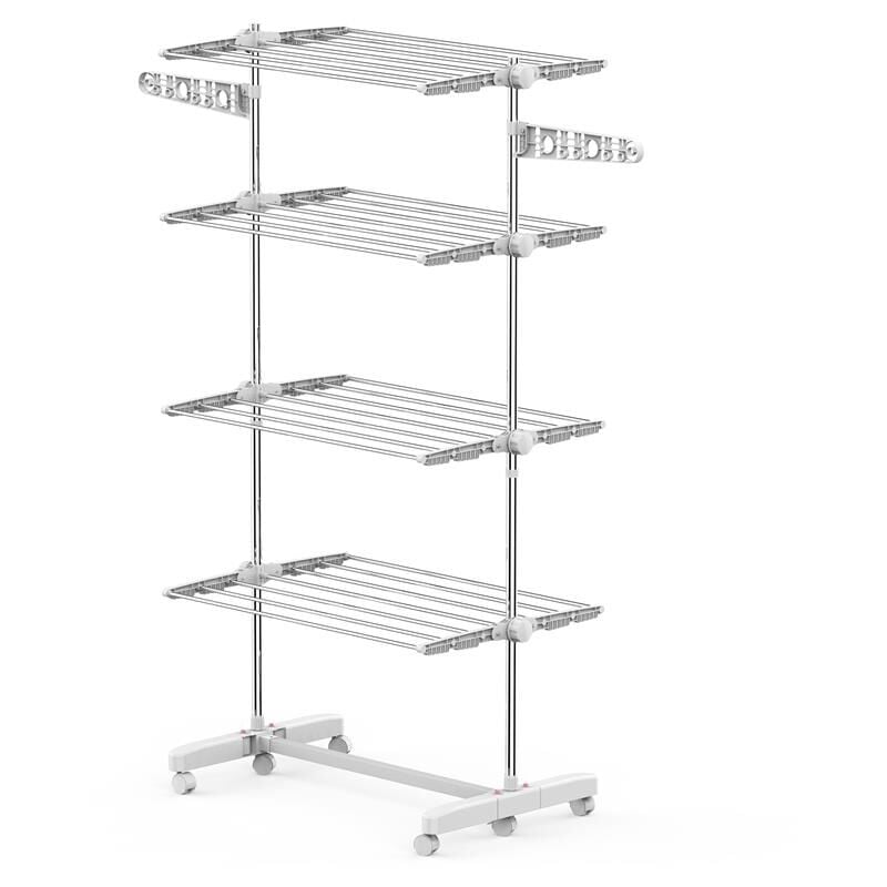 foto del prodotto stendino premium a 4 piani regolabile con 6 ruote 80 142 x 55 x h172 cm