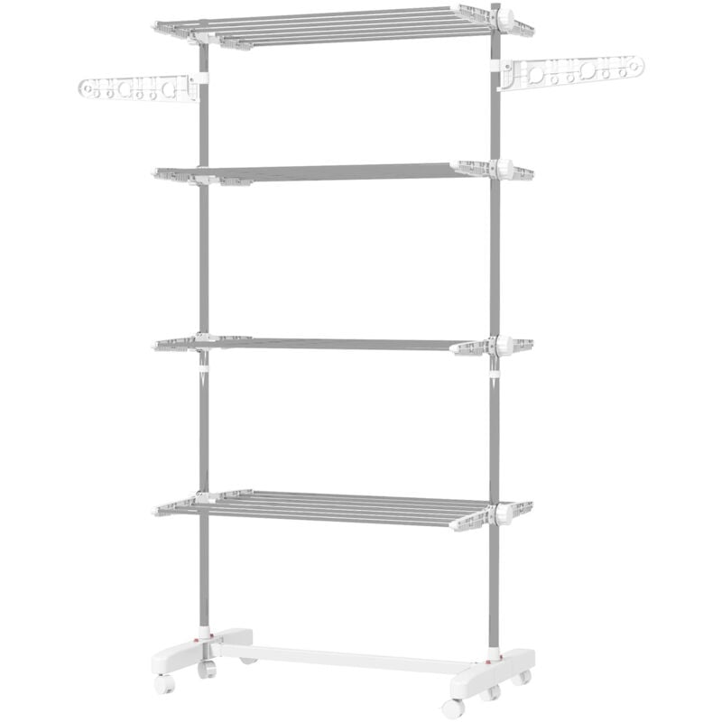 foto del prodotto stendino verticale pieghevole 4 livelli e 6 ruote girevoli - homcom