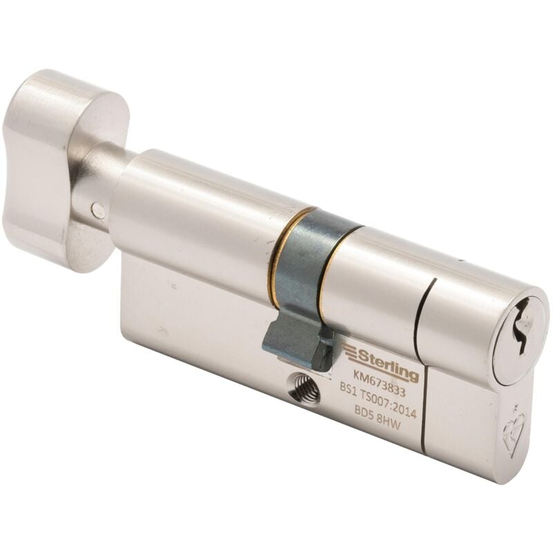 foto del prodotto sterling int ext ts007 bs1, cilindro per porta a 1 stella, approvato dalla polizia, sicuro con design girevole, in nichel satinato, interno 40 mm,