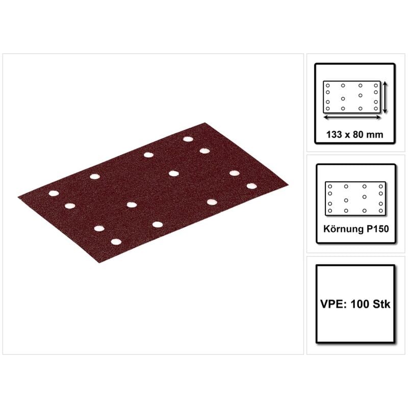 foto del prodotto stf 80x133 ru2/50 nastri abrasivi rubin 2 p150 80 x 133 mm 100 pz. ( 2x 499051 ) per rutscher rts 400, rtsc 400, rs 400, rs 4, ls 130 - festool