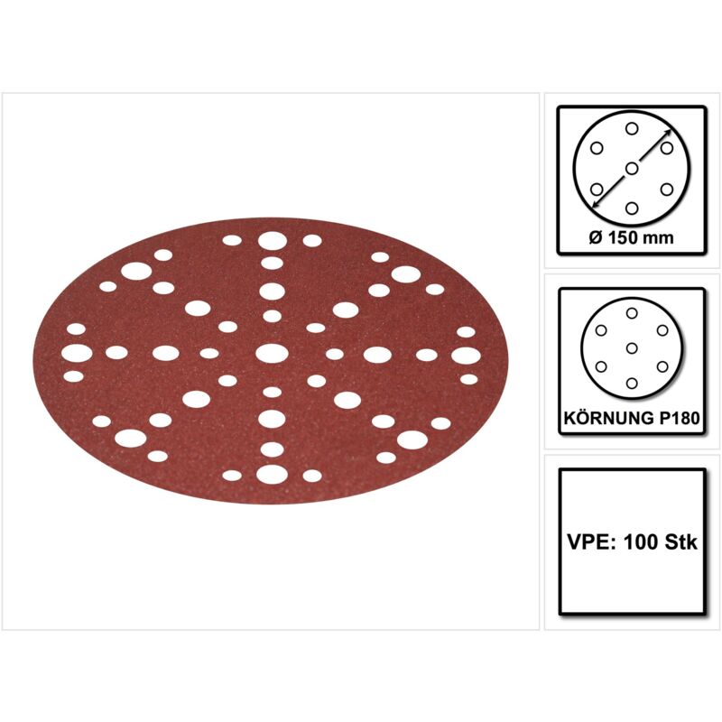 foto del prodotto stf d150 48 dischi abrasivi rubin 2 p180 150 mm 100 pz. 2x 575192 per ro 150, es 150, ets 150, ets ec 150, lex 150, wts 150, hsk d 150 festool