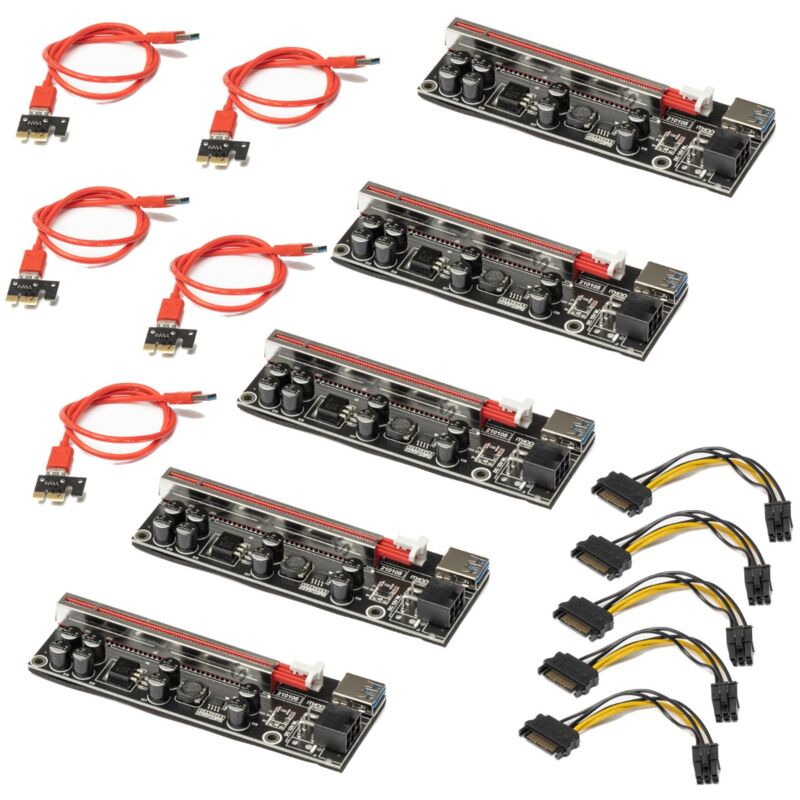 foto del prodotto sti 5 x riser usb kit completo scheda potenziata metallo mining gpu
