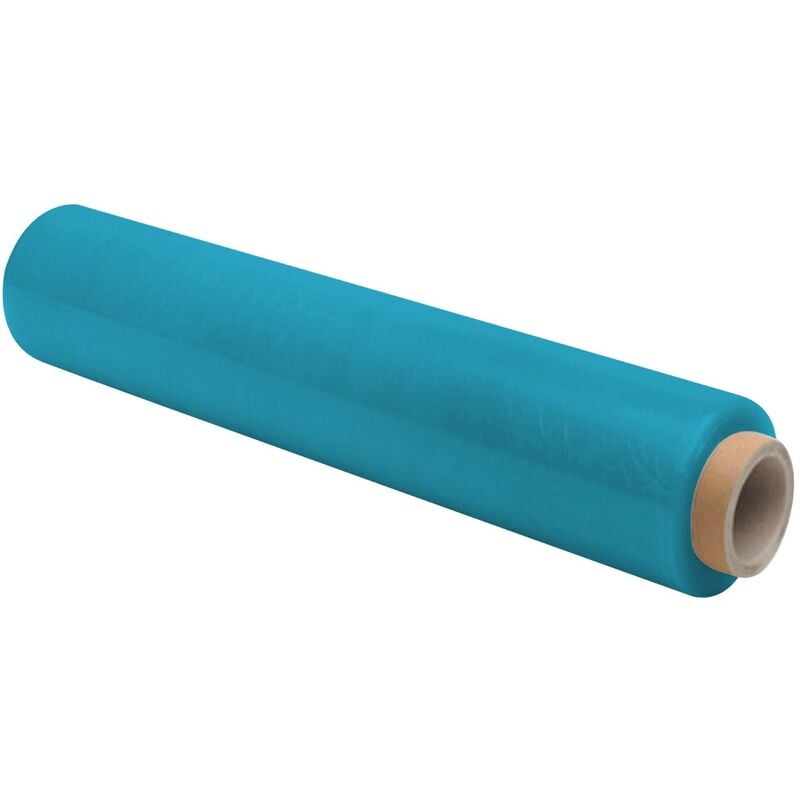 foto del prodotto sti film estensibile azzurro manuale pellicola 1 rotolo 2.2kg 500mm 30 my micron bobina fascia pallet