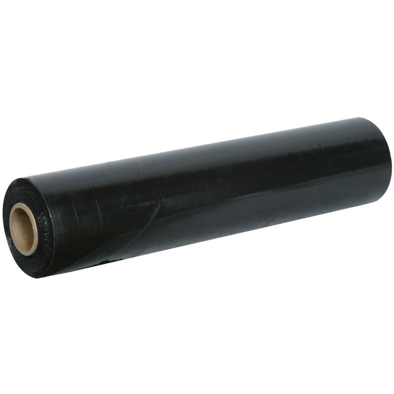 foto del prodotto sti film estensibile nero manuale pellicola 1 rotolo 2.2kg 500mm 30 my micron bobina fascia pallet