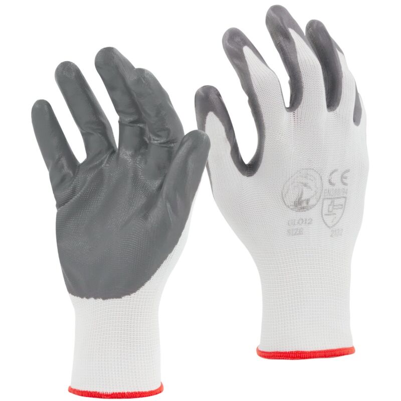 foto del prodotto sti guanti da lavoro spalmati in nitrile bianco grigio 7 s 1 paio