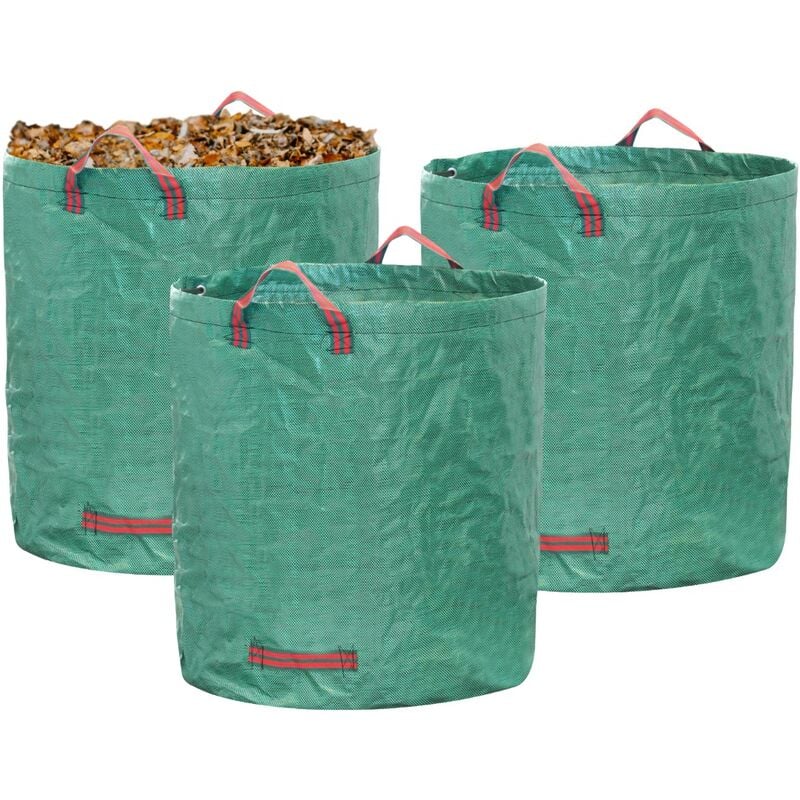 foto del prodotto sti kit 3 pezzi sacco 400lt giardinaggio rifiuti giardino professionale antistrappo con manici ripiegabile