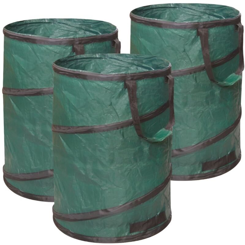 foto del prodotto sti kit 3 x 120 lt pezzi sacco popup automatico giardinaggio rifiuti giardino professionale antistrappo con manici ripiegabile polietilene 100gr mq