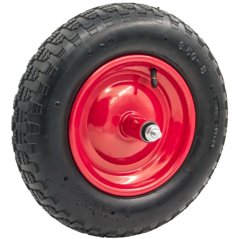 foto del prodotto sti - ruota 3.5-8 ø 360mm gomma pneumatica per carriola compreso asse 210mm x 12mm