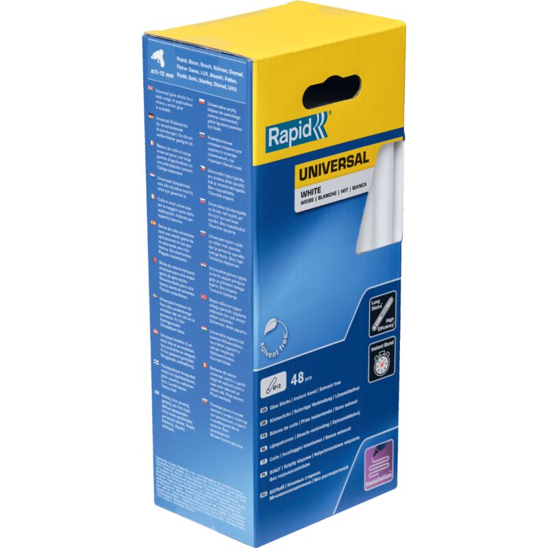 foto del prodotto stick di colla da 12 mm bianco universale 12 x 190 mm, 48 pezzi, 880 g, confezionati in scatola rapid